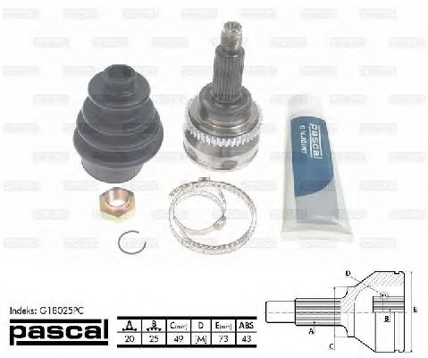 Комплект ШРУСов PASCAL G18025PC