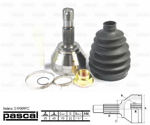 Комплект ШРУСов PASCAL G1F009PC