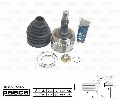 Комплект ШРУСов PASCAL G1M006PC