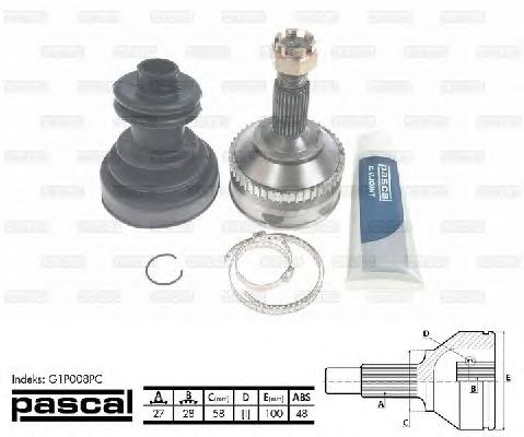Комплект ШРУСов PASCAL G1P008PC