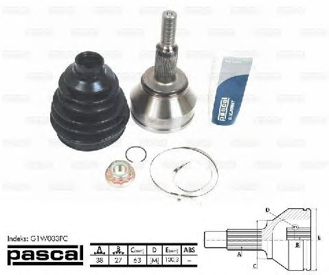 Комплект ШРУСов PASCAL G1W033PC