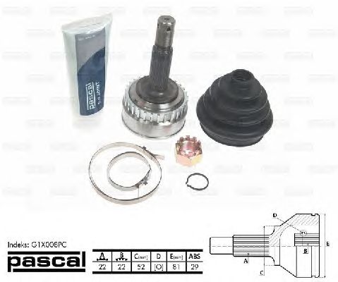 Комплект ШРУСов PASCAL G1X008PC