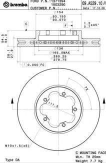 Гальмівний диск BREMBO 09.A529.10