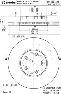 Гальмівний диск BREMBO 09.A531.20