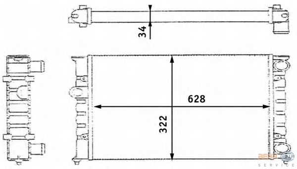 Радіатор, охолодження двигуна HELLA 8MK 376 713-424