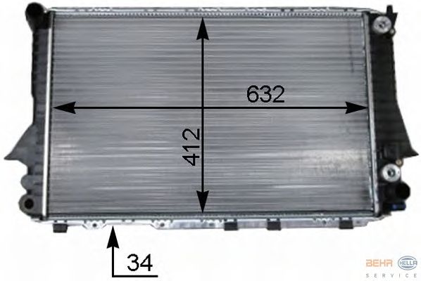 Радиатор, охлаждение двигателя HELLA 8MK 376 715-264 BEHR HELLA SERVICE Version ALTERNATIVE