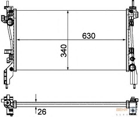 Радиатор, охлаждение двигателя HELLA 8MK 376 754-581