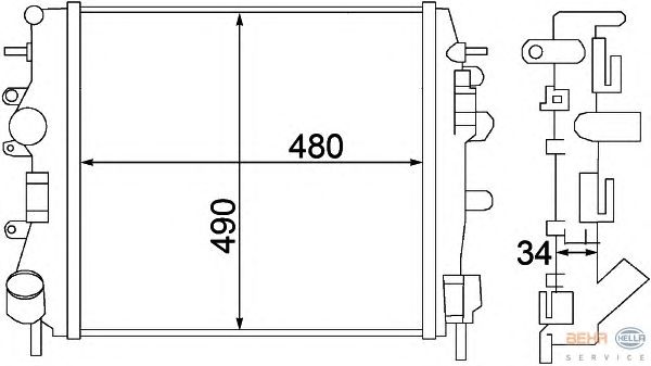 Радиатор, охлаждение двигателя HELLA 8MK 376 772-001
