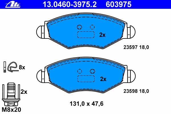 Тормозные колодки ATE 13.0460-3975.2