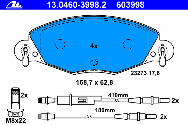 Тормозные колодки ATE 13.0460-3998.2