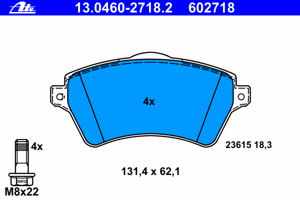 Тормозные колодки ATE 13.0460-2718.2