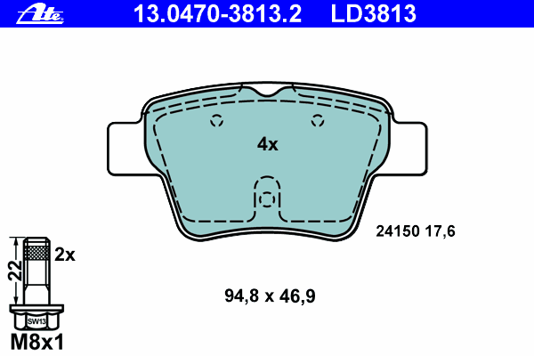 Тормозные колодки ATE 13.0470-3813.2 ATE Ceramic
