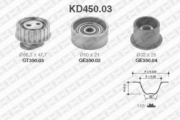 Комплект ремня ГРМ SNR KD450.03