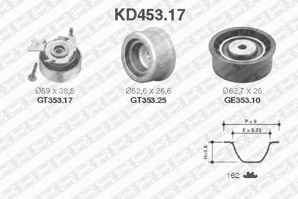Комплект ремня ГРМ SNR KD453.17