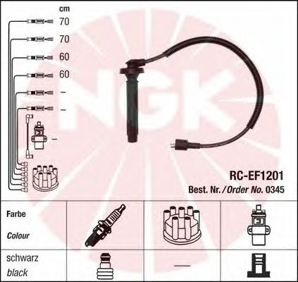 Комплект високовольтних проводів NGK 0345