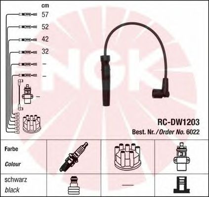 Комплект високовольтних проводів NGK 6022