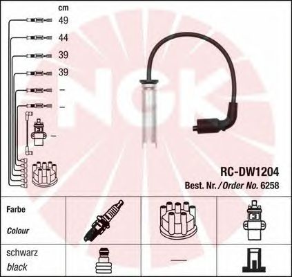 Комплект высоковольтных проводов NGK RCDW1204