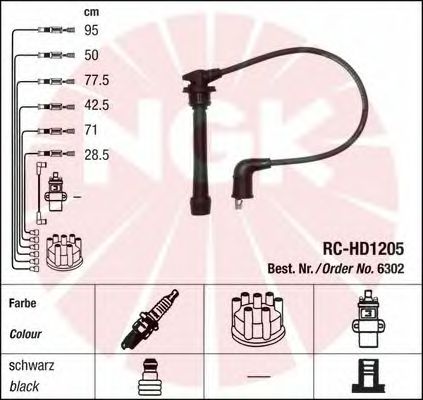 Комплект высоковольтных проводов NGK RCHD1205