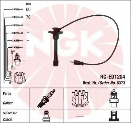 Комплект высоковольтных проводов NGK RCED1204