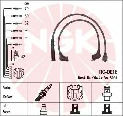 Комплект высоковольтных проводов NGK 8091