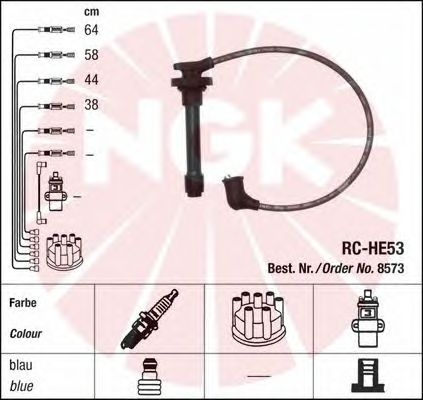 Комплект высоковольтных проводов NGK RCHE53
