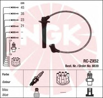 Комплект высоковольтных проводов NGK RCZX52