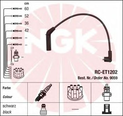 Комплект високовольтних проводів NGK 9059