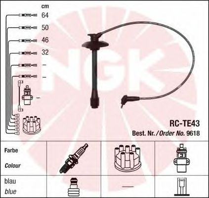 Комплект високовольтних проводів NGK 9618