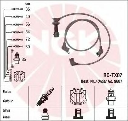 Комплект высоковольтных проводов NGK RCTX07