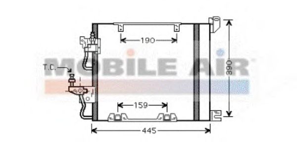 Радиатор кондиционера VAN WEZEL 37005368