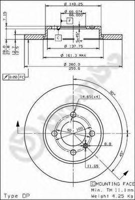 Тормозной диск BREMBO 08.3068.10