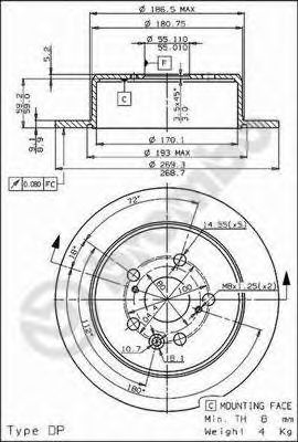 Тормозной диск BREMBO 08.5625.40