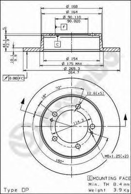 Тормозной диск BREMBO 08.5639.10