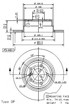 Тормозной диск BREMBO 08.7019.81