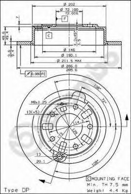 Тормозной диск BREMBO 08.7107.10