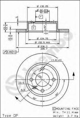 Тормозной диск BREMBO 08.7237.10