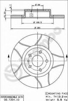 Тормозной диск BREMBO 08.7354.75