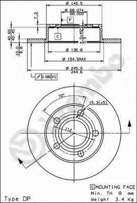 Тормозной диск BREMBO 08.8408.10