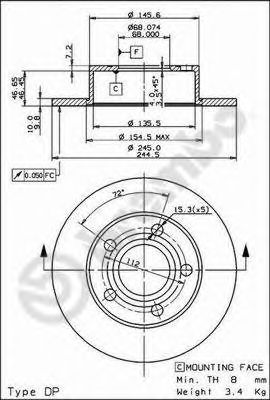 Тормозной диск BREMBO 08.9083.10