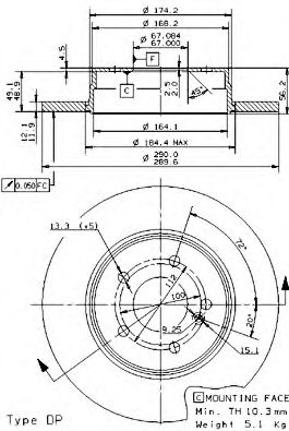 Тормозной диск BREMBO 08.9175.11
