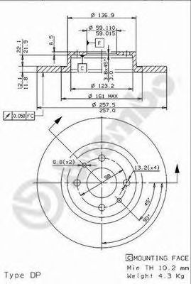 Тормозной диск BREMBO 08.9621.14