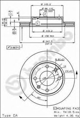Тормозной диск BREMBO 09.3125.10
