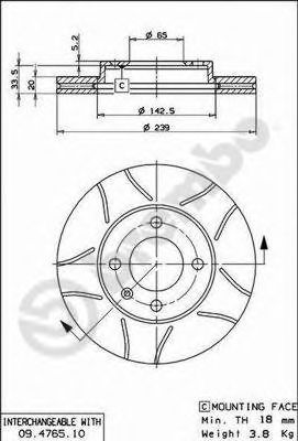 Тормозной диск BREMBO 09.4765.75