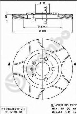 Тормозной диск BREMBO 09.5570.75