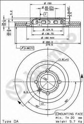 Тормозной диск BREMBO 09.6728.10