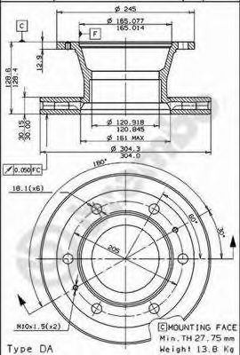 Тормозной диск BREMBO 09.6813.20