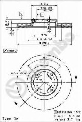 Тормозной диск BREMBO 09.6908.10