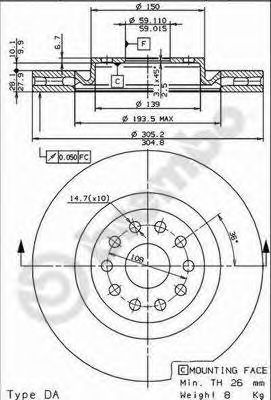 Тормозной диск BREMBO 09.8004.10