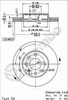 Тормозной диск BREMBO 09.8635.10