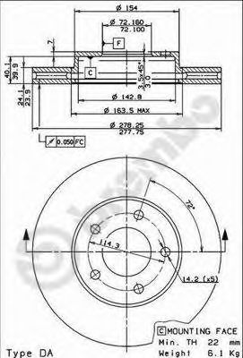 Тормозной диск BREMBO 09.8953.10